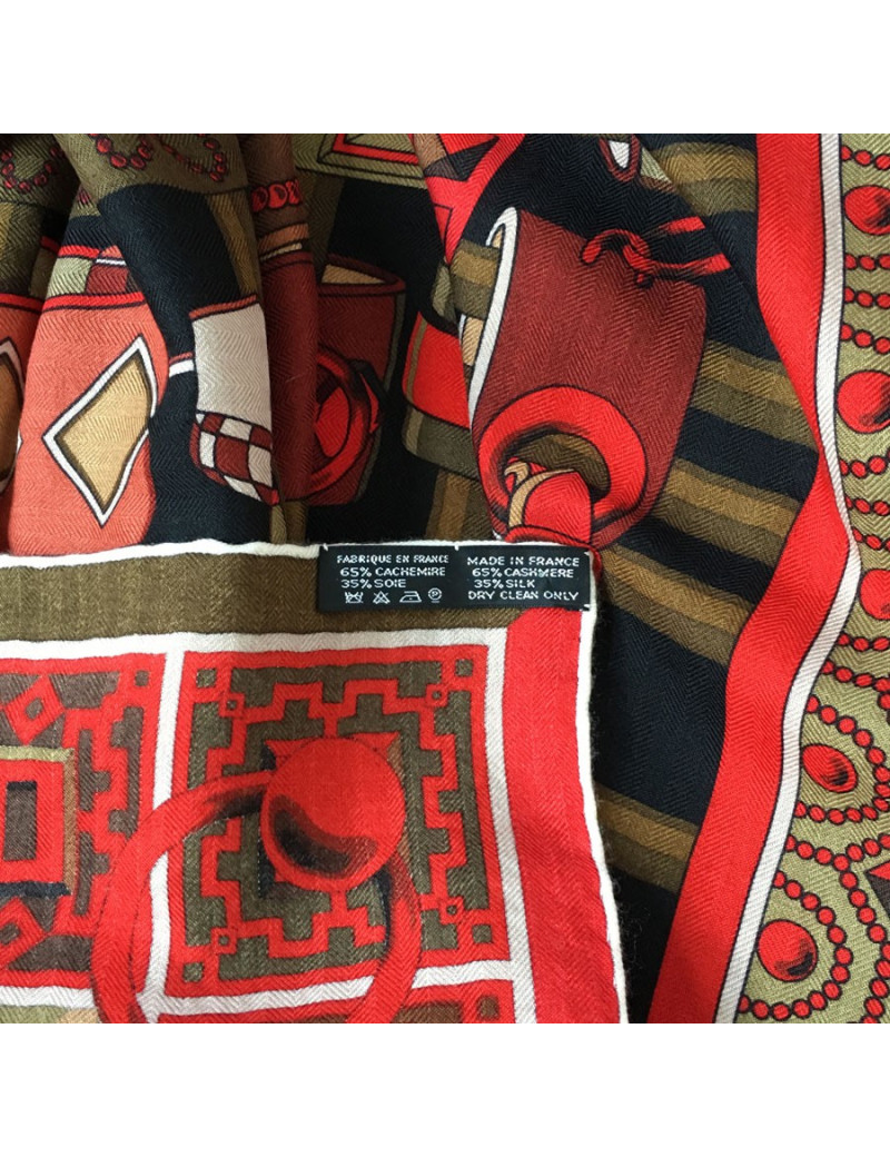 Shawl HERMES "Dog collars" in Kashmir and multicolored silk