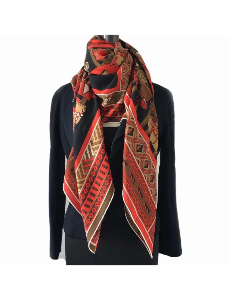 Shawl HERMES "Dog collars" in Kashmir and multicolored silk