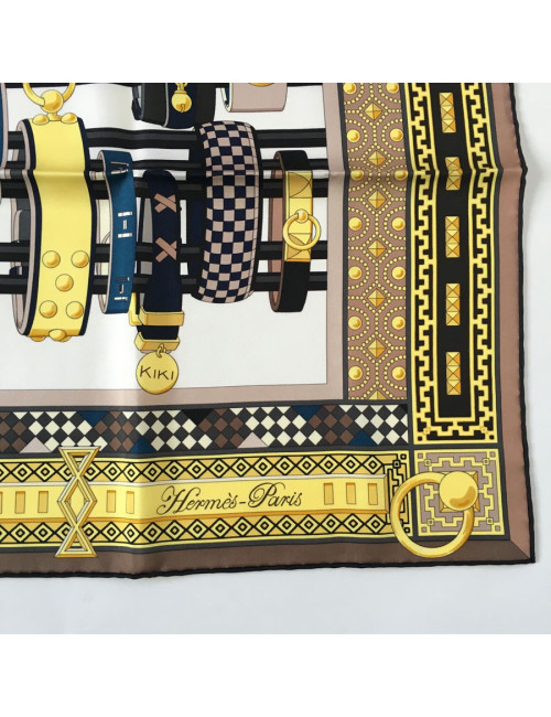 Square HERMES "Dog collars" in yellow silk