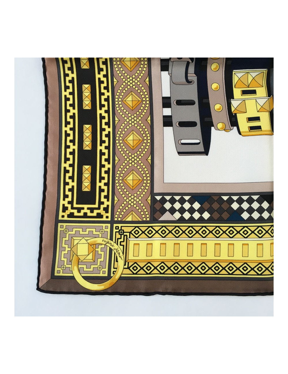 Square HERMES "Dog collars" in yellow silk