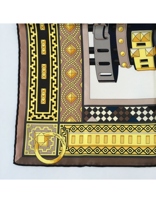 Square HERMES "Dog collars" in yellow silk