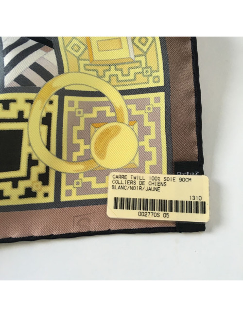 Square HERMES "Dog collars" in yellow silk