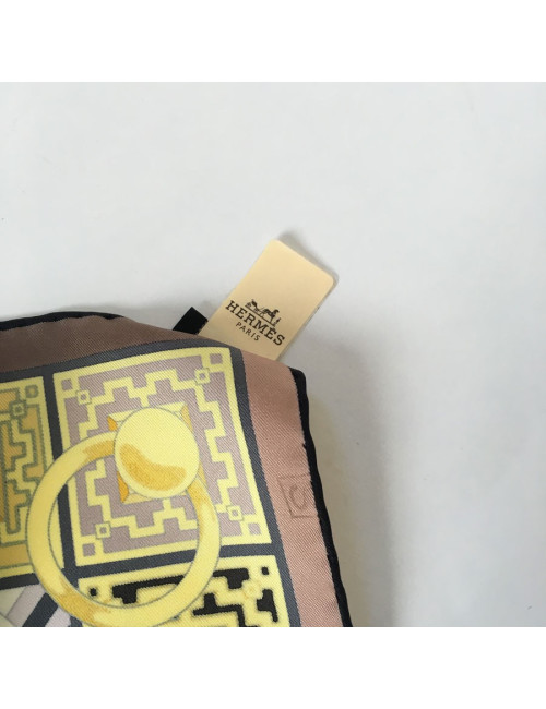 Square HERMES "Dog collars" in yellow silk