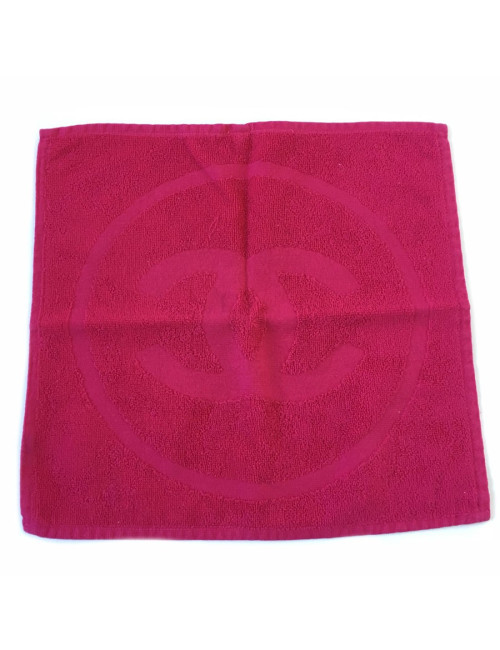 Serviette CHANEL en coton éponge rose