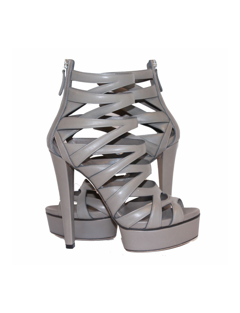 GUCCI High Sandals in Grey Leather - Certified Authentic GUCCI Shoes