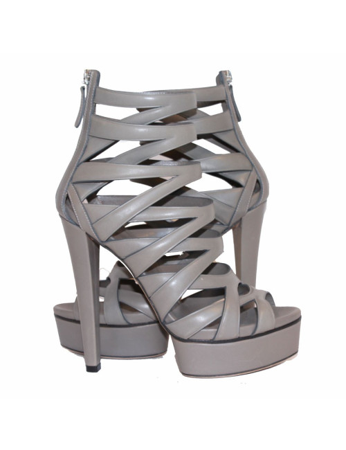 GUCCI High Sandals in Grey Leather - Certified Authentic GUCCI Shoes