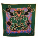 HERMES 'L'instruction du Roy' Shawl in Green, Yellow and Mauve Silk and Cashmere