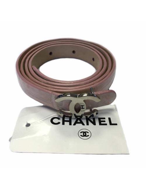 CHANEL pink leather belt
