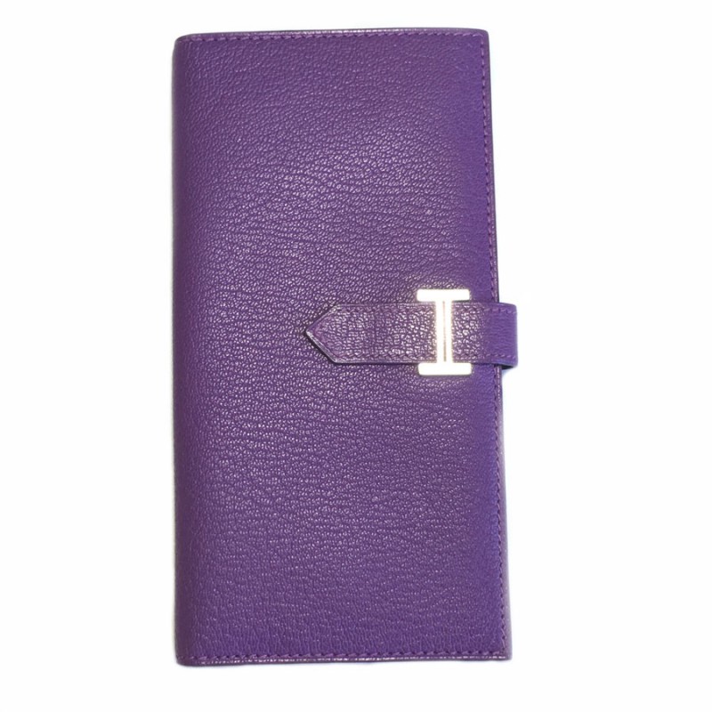 Purple Leather HERMES Bearn wallet - VALOIS VINTAGE PARIS