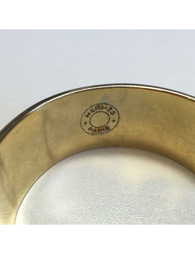 HERMES Collier De Chien rigid cuff bracelet in gilded metal