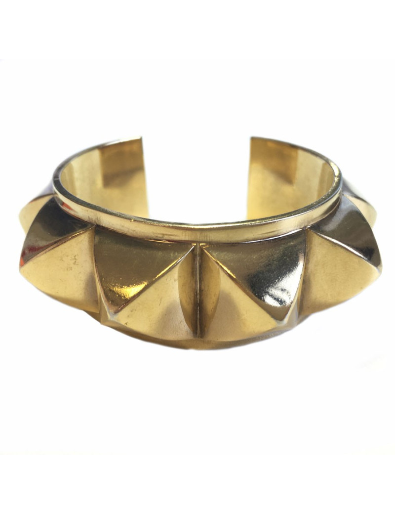 HERMES Collier De Chien rigid cuff bracelet in gilded metal