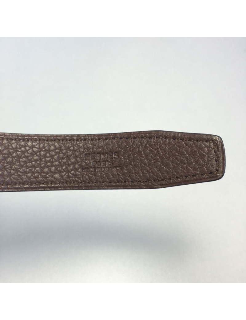 xxx Ceinture HERMES réversible en cuir box noir et cuir veau grainé marron