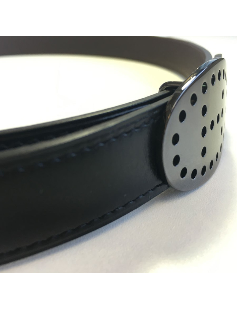 xxx Ceinture HERMES réversible en cuir box noir et cuir veau grainé marron