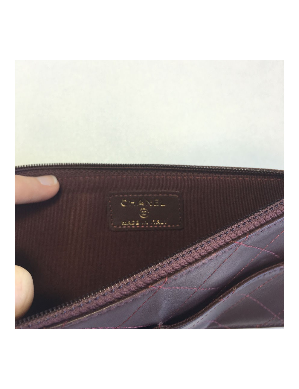 Porte-monnaie CHANEL cuir matelassé bordeaux