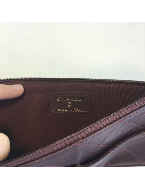 Porte-monnaie CHANEL cuir matelassé bordeaux
