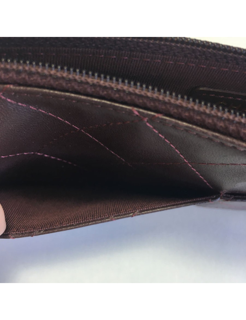 Porte-monnaie CHANEL cuir matelassé bordeaux