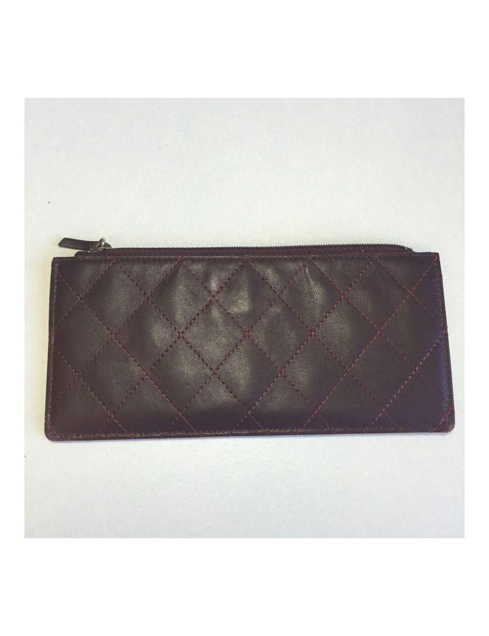 Porte-monnaie CHANEL cuir matelassé bordeaux