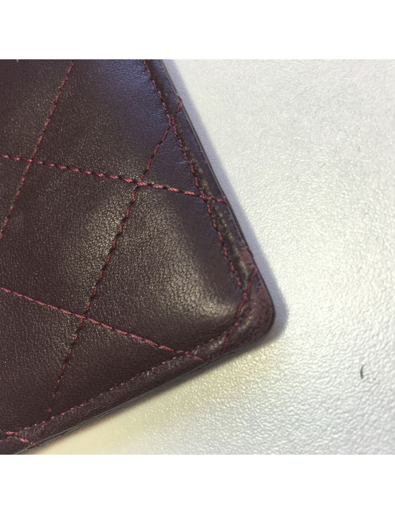 Porte-monnaie CHANEL cuir matelassé bordeaux
