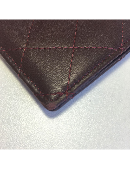 Porte-monnaie CHANEL cuir matelassé bordeaux