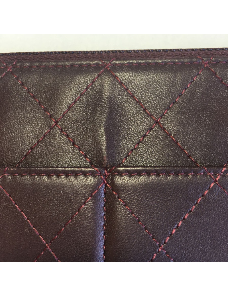 Porte-monnaie CHANEL cuir matelassé bordeaux