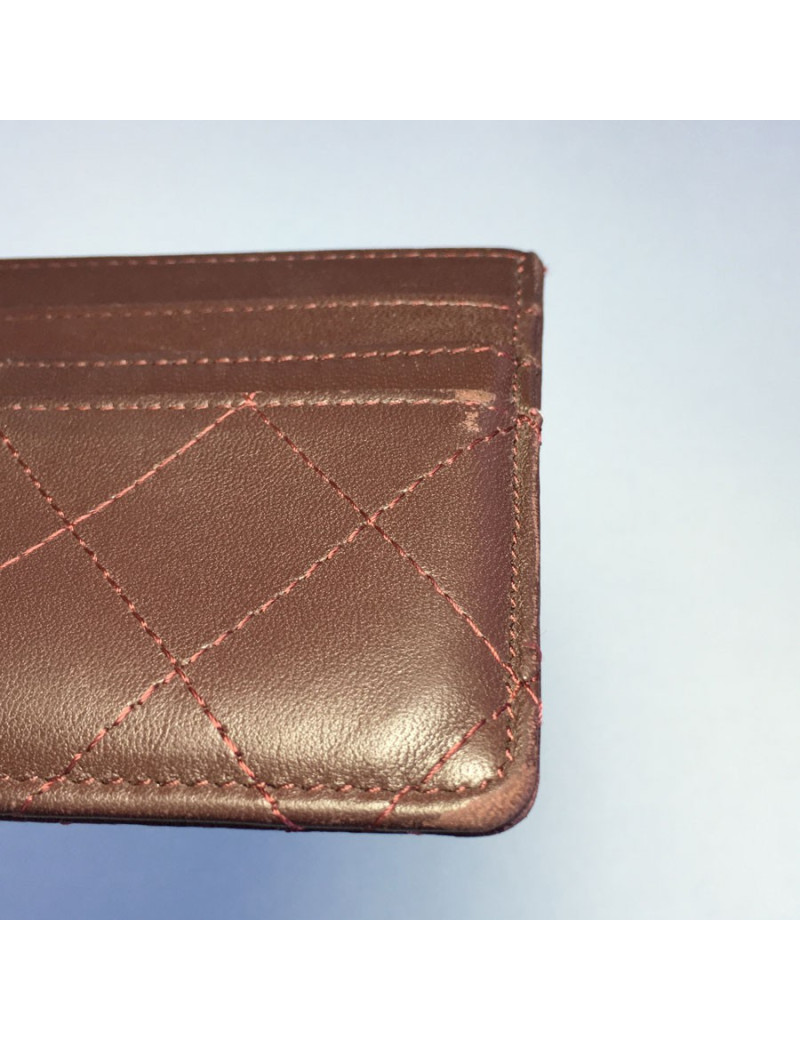 Card holders and tickets CHANEL Burgundy quilted leather