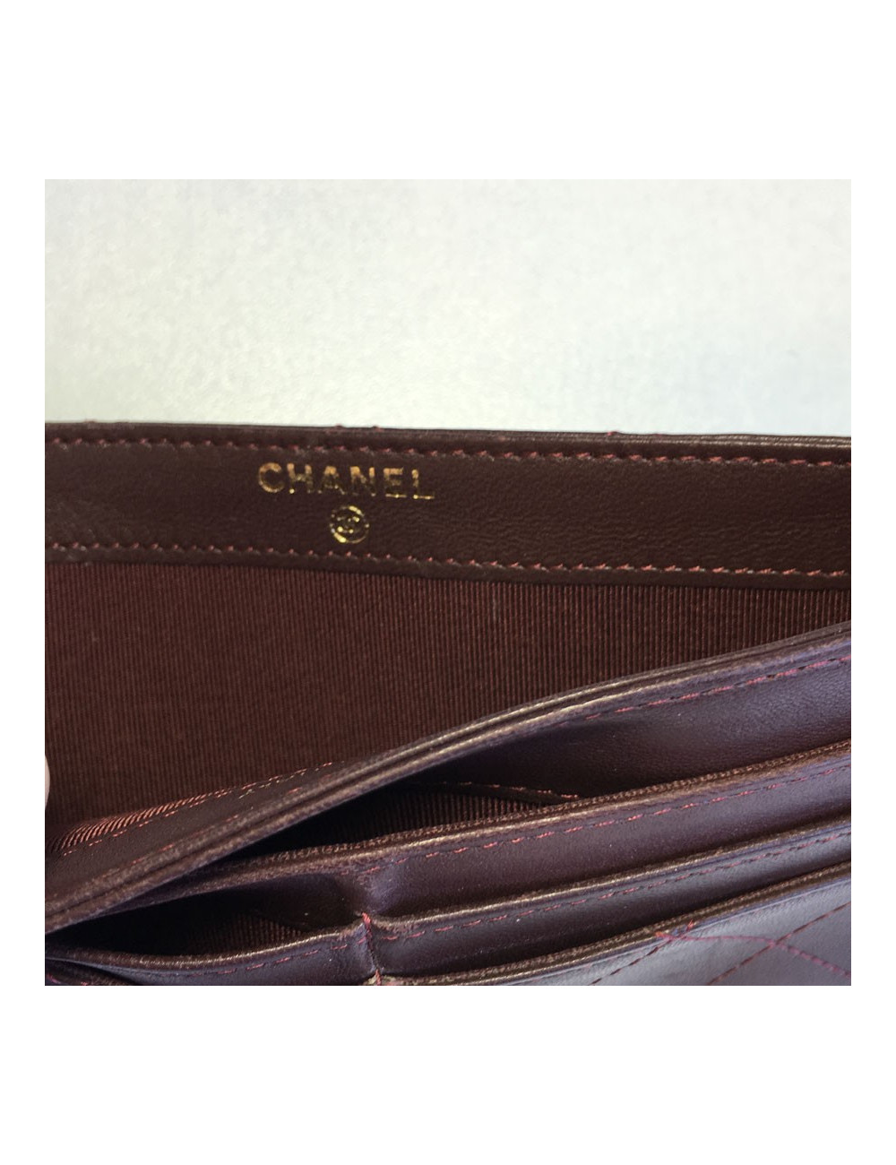 xxx Porte-cartes et billets CHANEL cuir matelassé bordeaux