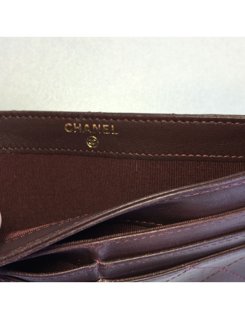xxx Porte-cartes et billets CHANEL cuir matelassé bordeaux