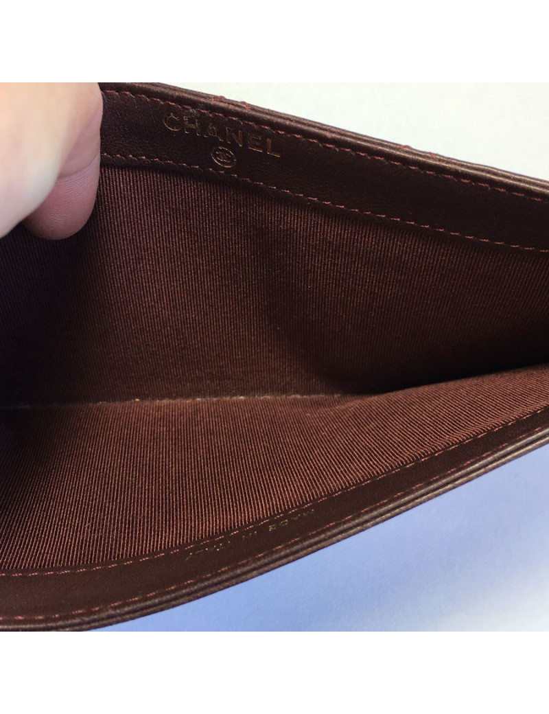 Card holders and tickets CHANEL Burgundy quilted leather