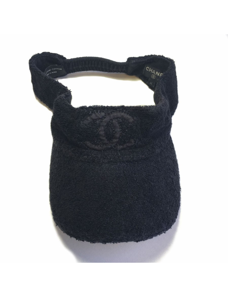 xxx Visière CHANEL noire en éponge Taille M