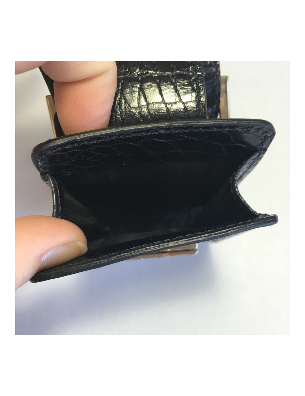 xxx Etui à cigarettes VALENTINO GARAVANI en croco verni noir et strass