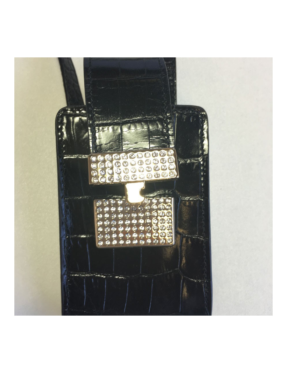 xxx Etui à cigarettes VALENTINO GARAVANI en croco verni noir et strass