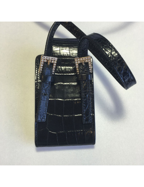 xxx Etui à cigarettes VALENTINO GARAVANI en croco verni noir et strass