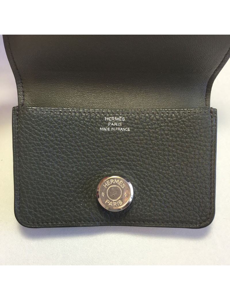HERMES Dogon wallet khaki togo leather