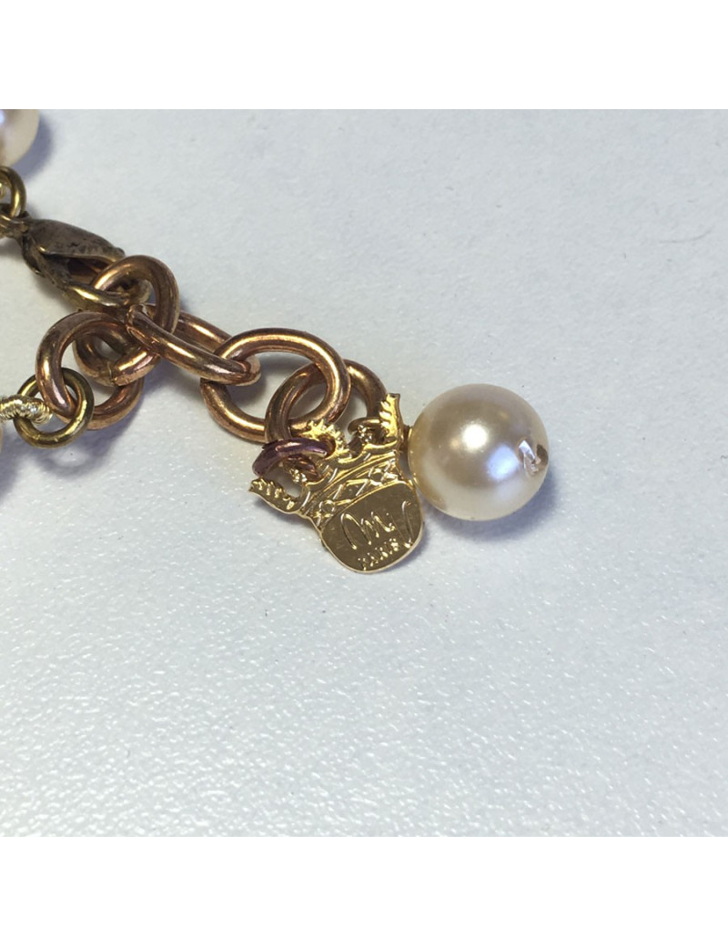 Necklace MARGUERITE of VALOIS in pearls and fleurette glass