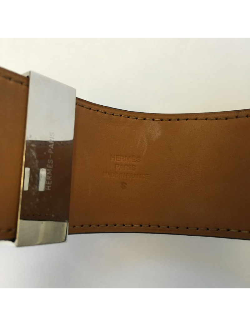 HERMES "Fido" cuff size S black box leather