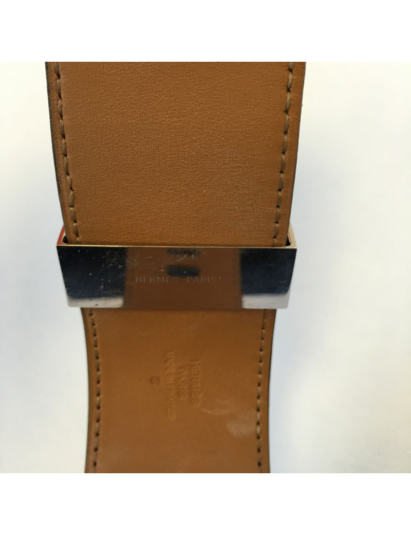HERMES "Fido" cuff size S black box leather