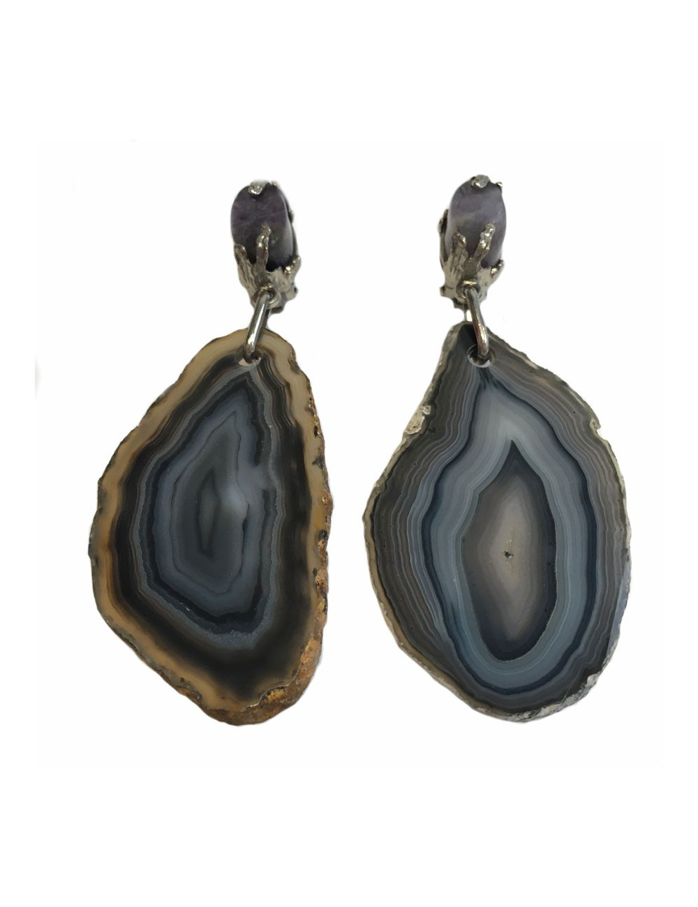 xxx Boucles d'oreille clips YVES SAINT LAURENT en pierre violette