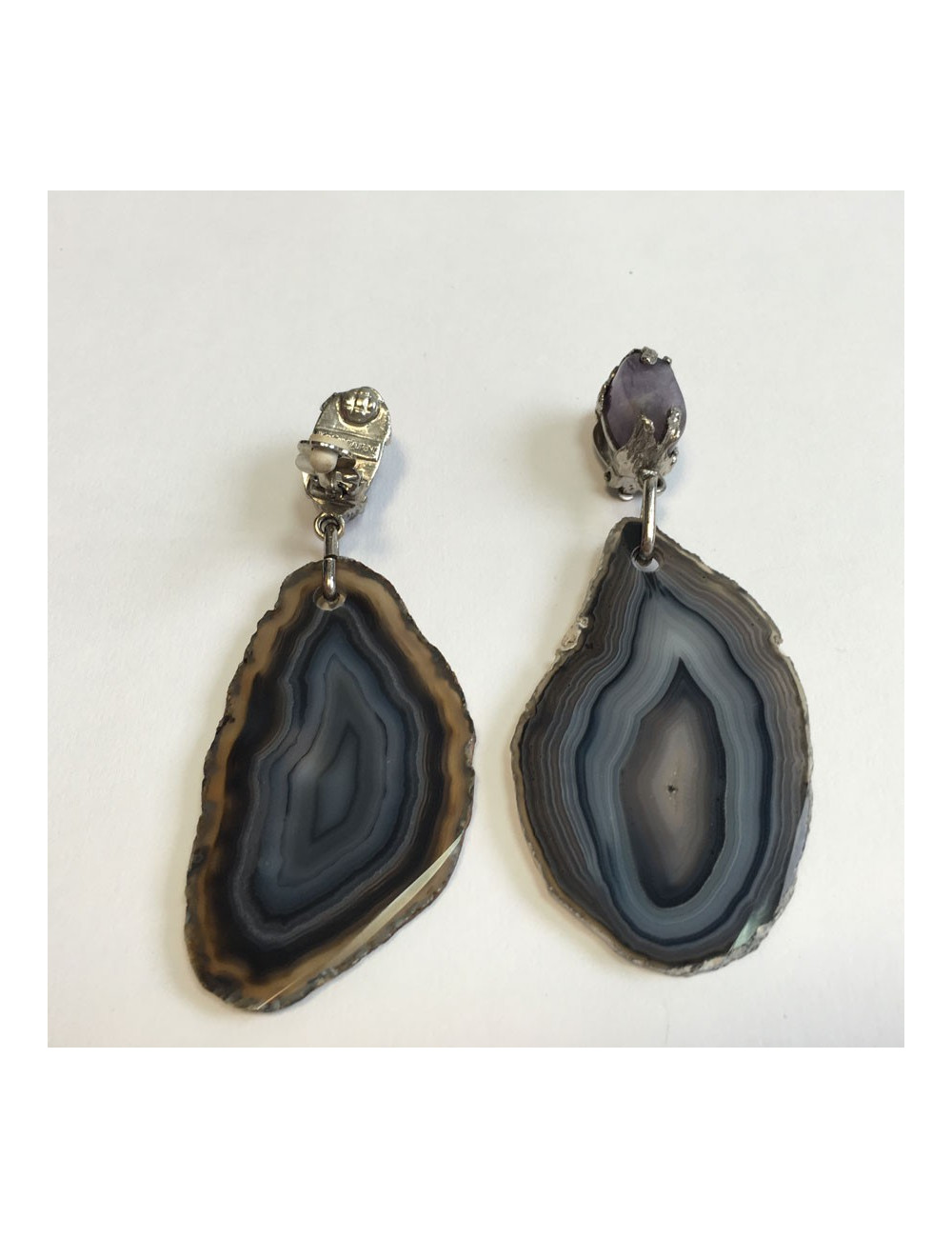 xxx Boucles d'oreille clips YVES SAINT LAURENT en pierre violette