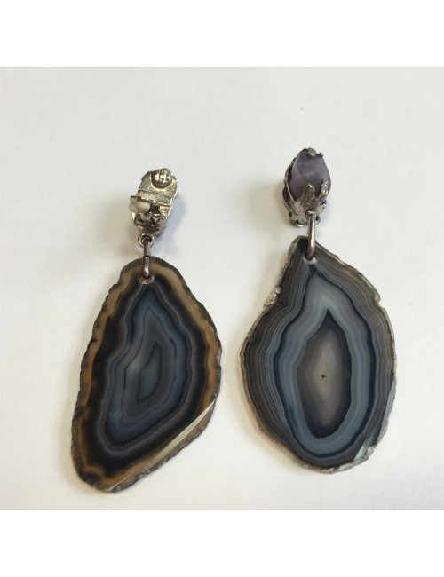 xxx Boucles d'oreille clips YVES SAINT LAURENT en pierre violette