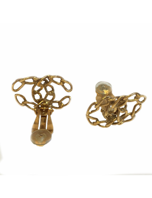 Boucles d'oreille Clips CHANEL CC en métal doré