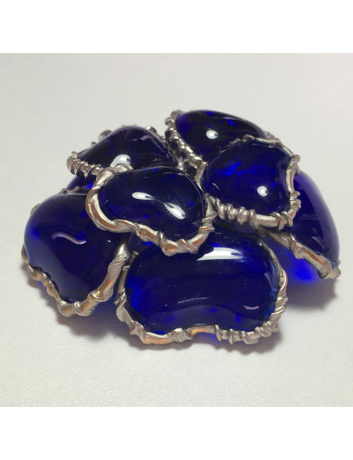 Sapphire glass GRIPOIX brooch