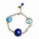 Bracelet MARGUERITE de VALOIS chaîne en métal doré et pâte de verre bleue