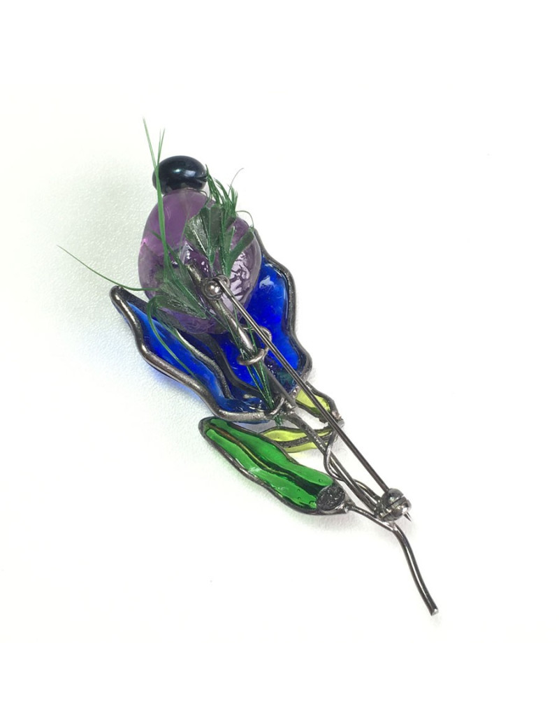 xxx Broche LOULOU de la FALAISE en pâte de verre multicolore