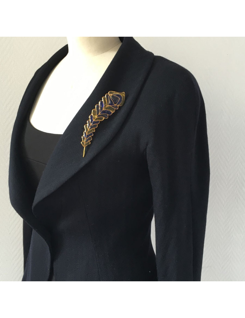 xxx Broche LOULOU de la FALAISE  "plume de paon" en pâte de verre multicolore