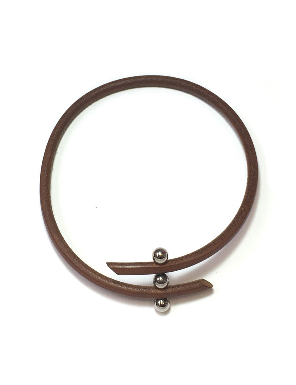 Collier HERMES en cuir marron