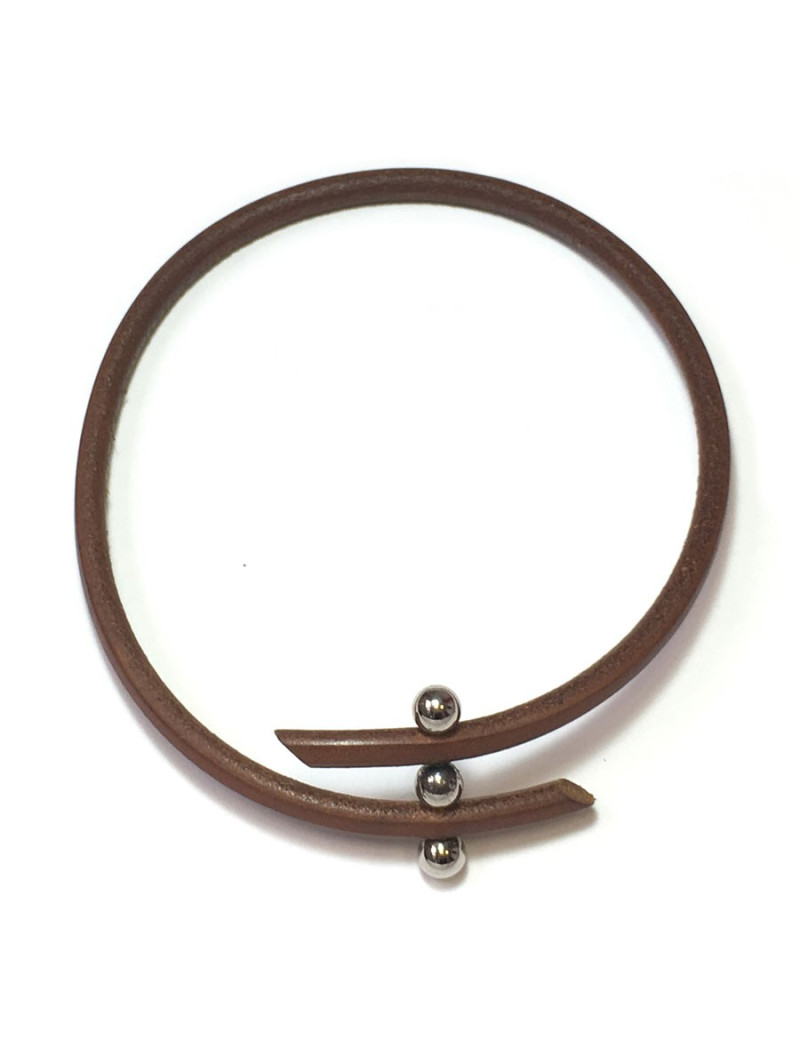 XXX Collier HERMES en cuir marron