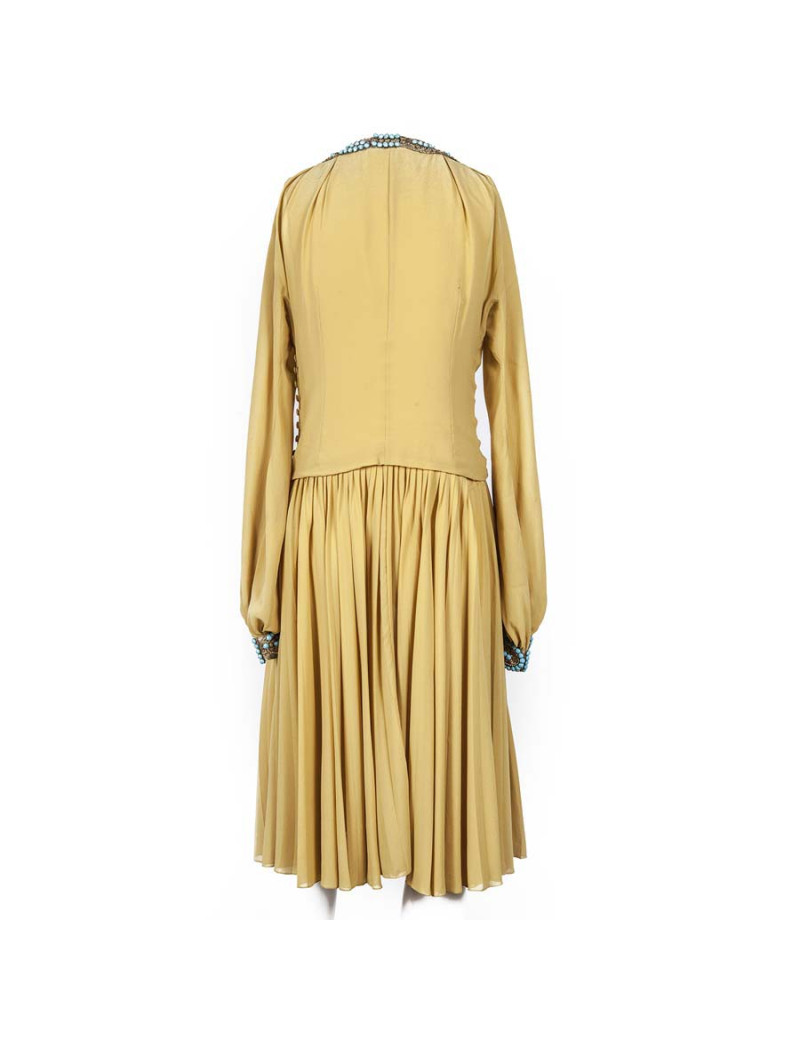 Mustard silk T38 dress CHRISTIAN DIOR
