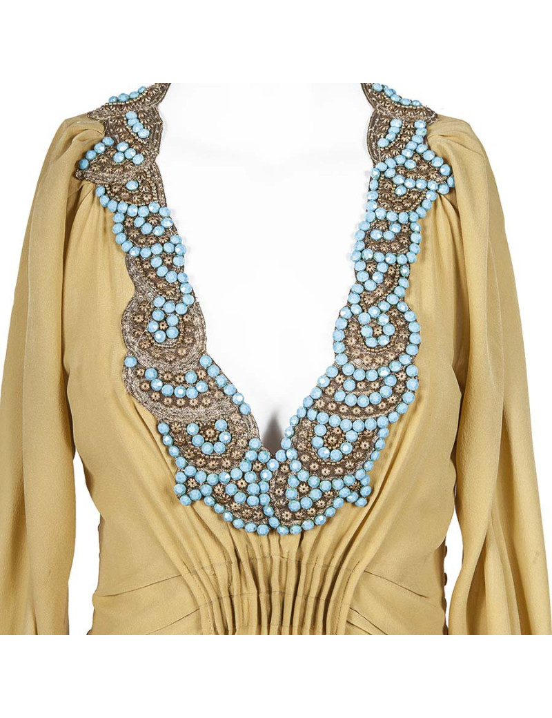 Mustard silk T38 dress CHRISTIAN DIOR