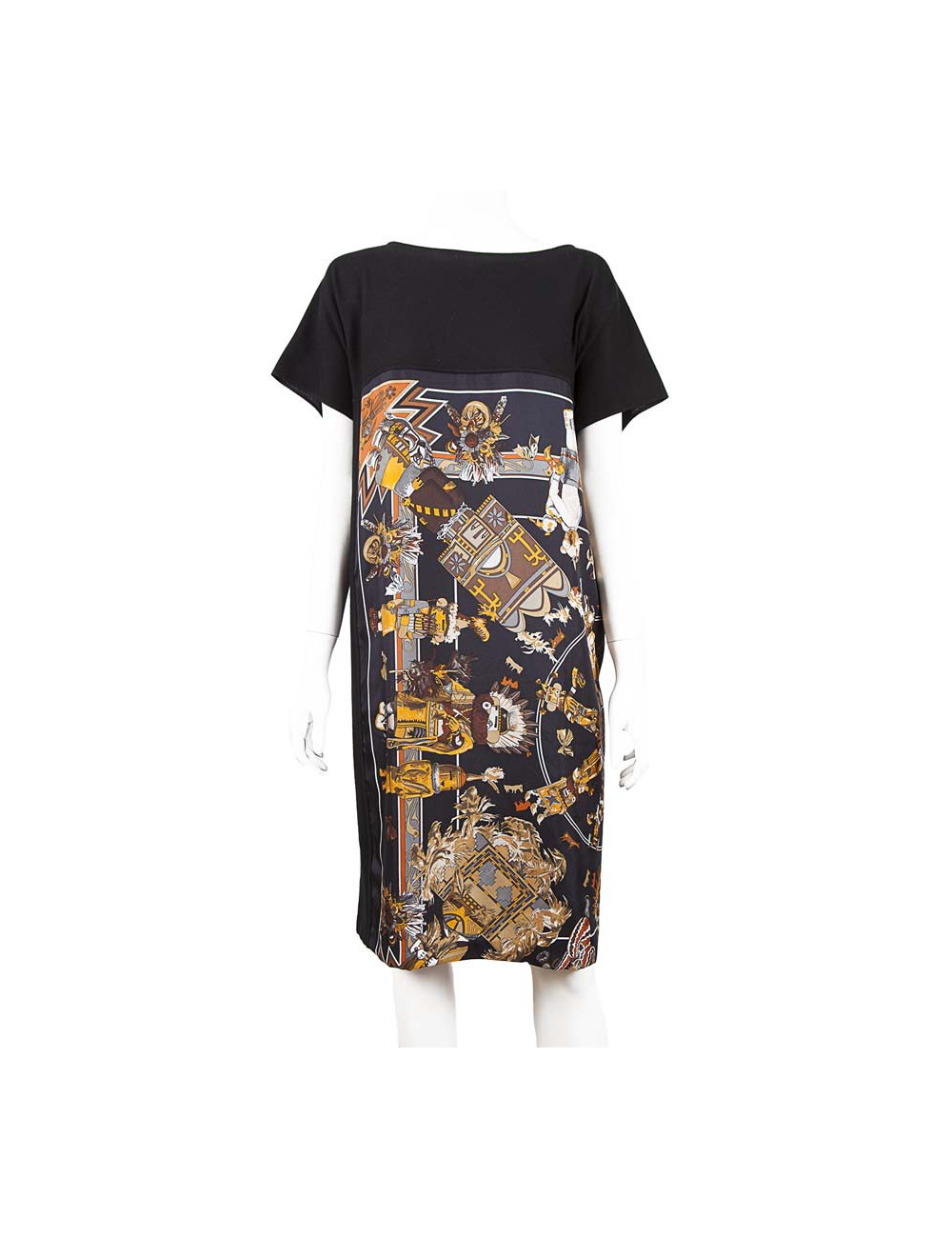 Robe foulard HERMES T36 soie imprimée