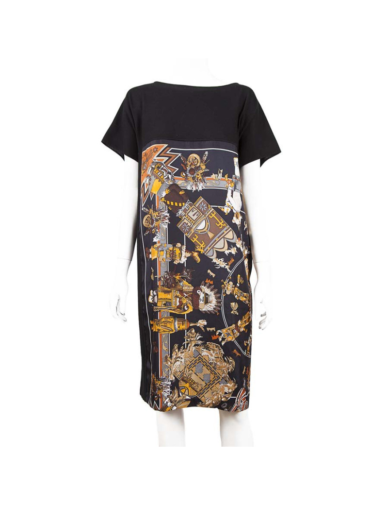 Robe foulard HERMES T36 soie imprimée